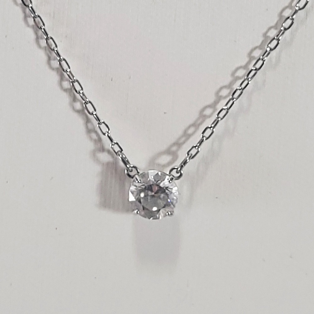 Swarovski Solitaire Pendant Necklace Women Silver Tone Clear Crystal Attract